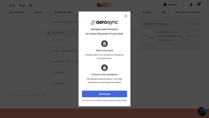 Aeropay payment screen 2