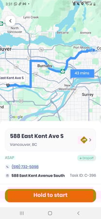 CF driver app - hold to start