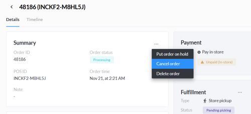 Cancel Processing Order