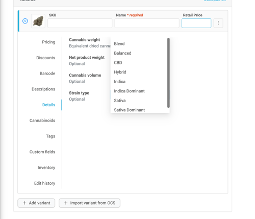 Greenline strain type dropdown edited