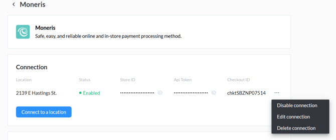 Integrating Moneris edit connection