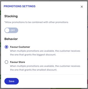 Promotions settings - no stacking