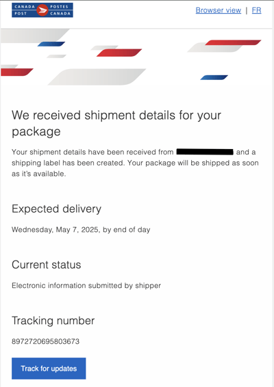 canada post tracking email